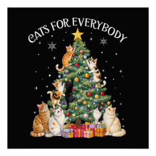 Cats for Everybody Christmas Cat Lover Poster