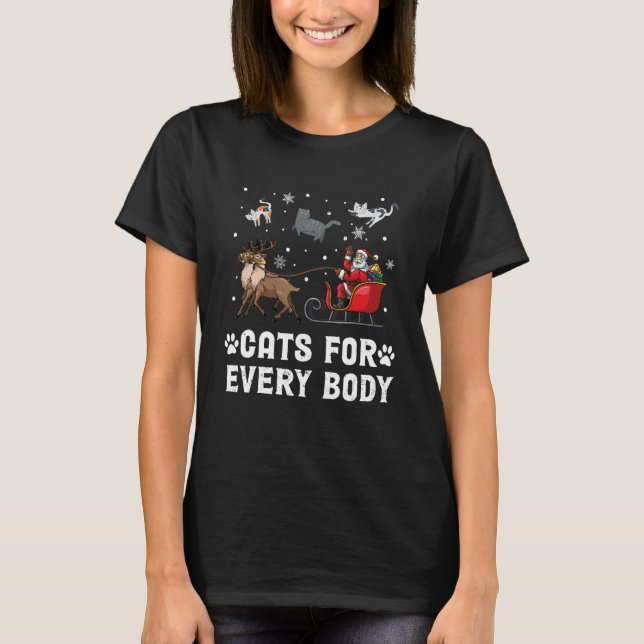 Cats For Everybody Christmas Cat  Xmas Women Santa T-Shirt (Front)