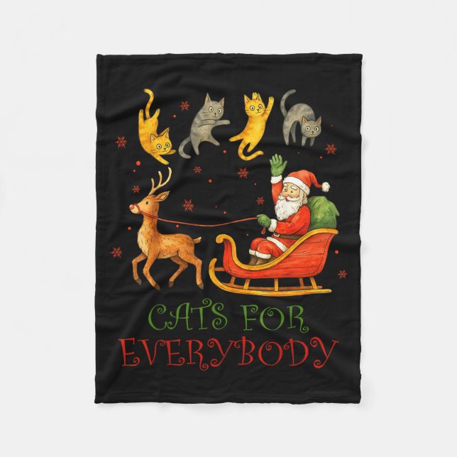 Cats For Everybody Christmas Funny Cat Xmas Santa  Fleece Blanket (Front)