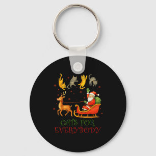 Cats For Everybody Christmas Funny Cat Xmas Santa Key Ring