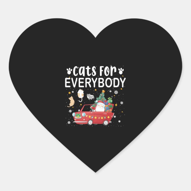 Cats For Everybody Christmas Heart Sticker (Front)