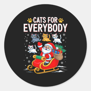 Cats For Everybody Christmas Santa Cat Lover Xmas  Classic Round Sticker