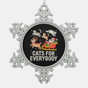 Cats For Everybody Christmas Santa Cat Xmas Lovers Snowflake Pewter Christmas Ornament