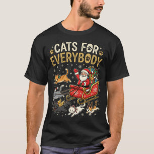 Cats for Everybody Christmas Santa Hat Funny Meowy T-Shirt