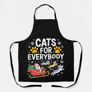 Cats For Everybody Christmas Santa Sleigh Snow Apron