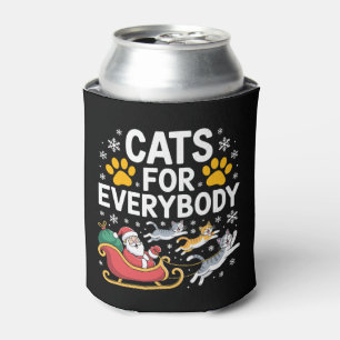 Cats For Everybody Christmas Santa Sleigh Snow Can Cooler