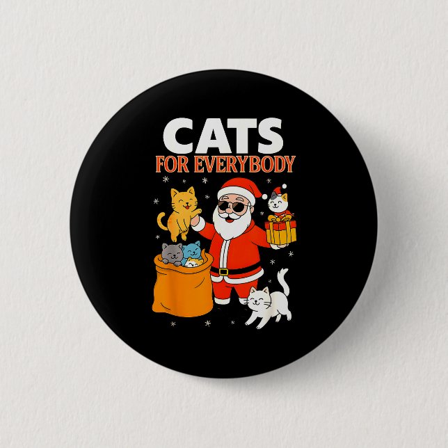 Cats For Everybody Funny Christmas Cat Xmas Santa  6 Cm Round Badge (Front)