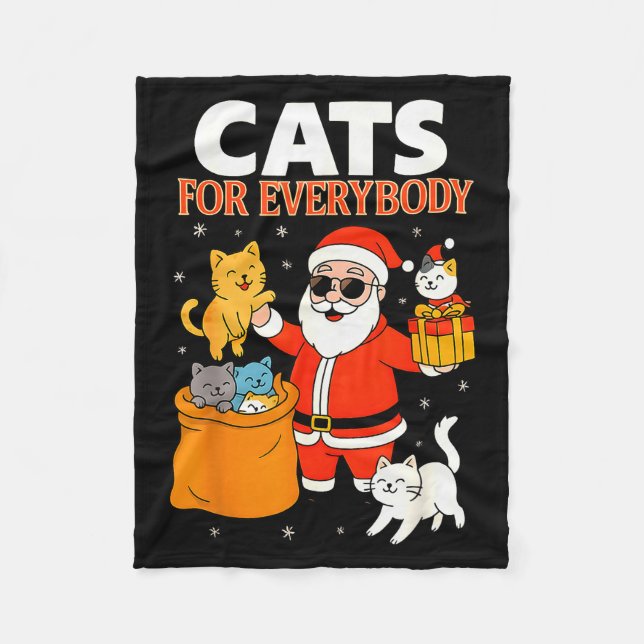 Cats For Everybody Funny Christmas Cat Xmas Santa  Fleece Blanket (Front)