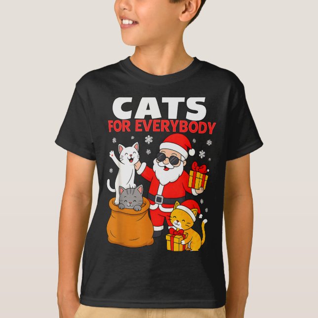 Cats For Everybody Funny Christmas Cat Xmas Santa  T-Shirt (Front)