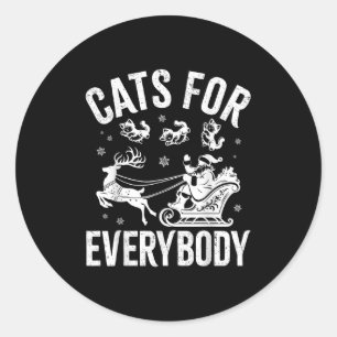 Cats For Everybody Funny Christmas Santa Cat Lover Classic Round Sticker