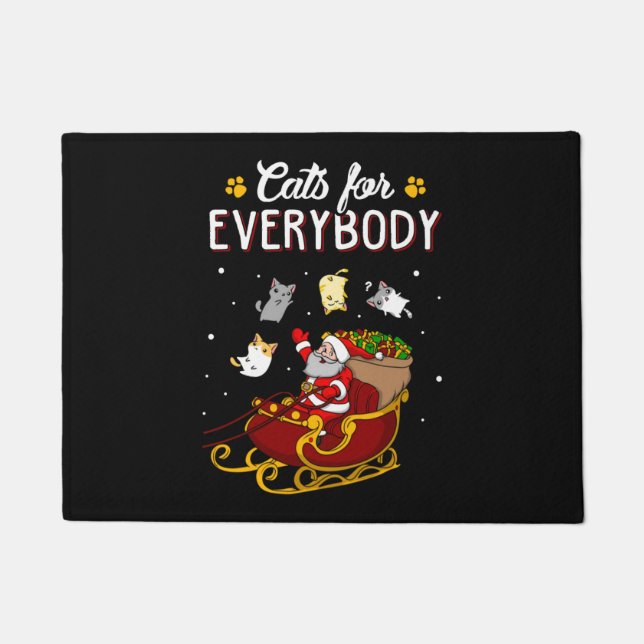 Cats For Everybody Funny Ugly Christmas Swea   Doormat (Front)