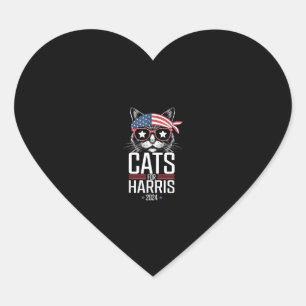 Cats for Harris 2024 - Kamala Harris for President Heart Sticker