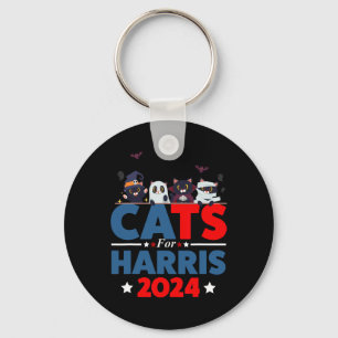 Cats For Harris 2024 - Kamala Harris Halloween Men Key Ring
