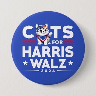 Cats for Harris Walz 2024 election campaign  7.5 Cm Round Badge
