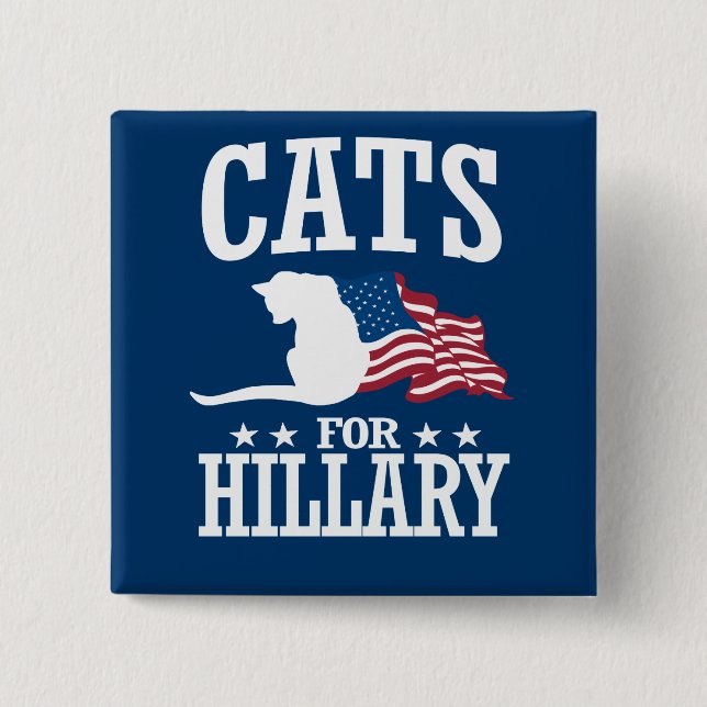 CATS FOR HILLARY 15 CM SQUARE BADGE (Front)