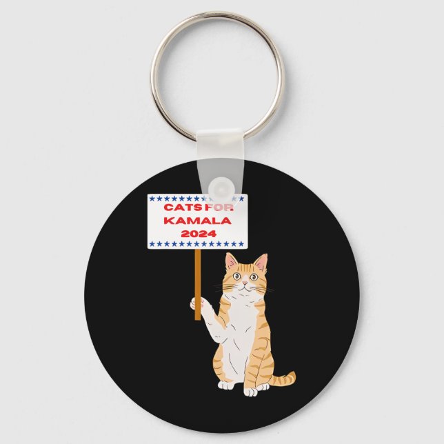 Cats For Kamala Harris Vote President 2024 Usa  Key Ring (Front)