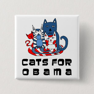 Cats For Obama 15 Cm Square Badge