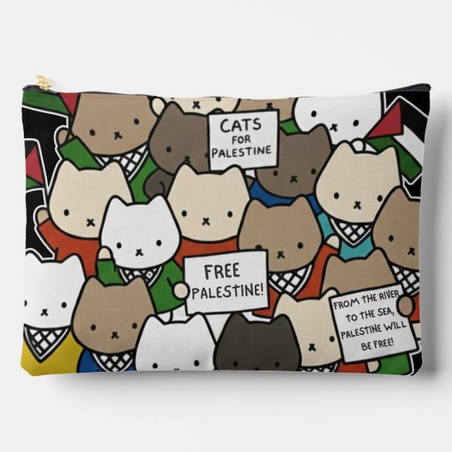 Cats for Palestine – Kawaii Cats for Justice Accessory Pouch (Front)