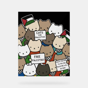 Cats for Palestine – Kawaii Cats for Justice Acrylic Sign