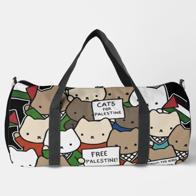 Cats for Palestine – Kawaii Cats for Justice Duffle Bag (Front)