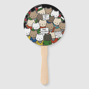 Cats for Palestine – Kawaii Cats for Justice Hand Fan