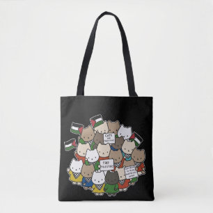 Cats for Palestine – Kawaii Cats for Justice Tote Bag