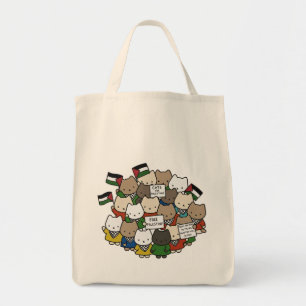 Cats for Palestine – Kawaii Cats for Justice Tote Bag