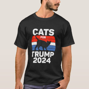Cats For Trump 2024 Funny Political Cat Lover USA  T-Shirt