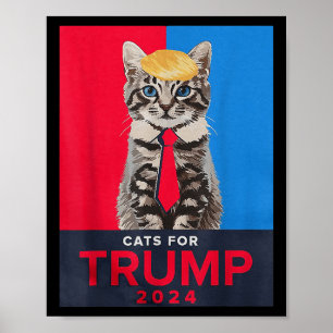 Cats For Trump 2024 Funny Tee For Vance Trump Poster