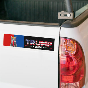 Cats For Trump 2024   Vance Trump Red Blue Bumper Sticker