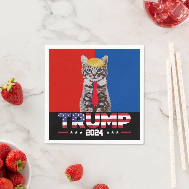 Cats For Trump 2024 | Vance Trump Red Blue Napkin (Insitu)