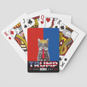 Cats For Trump 2024   Vance Trump Red Blue Playing Cards
