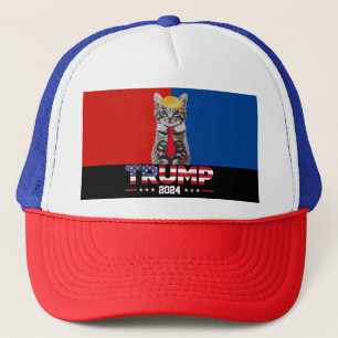 Cats For Trump 2024 Vance Trump Red Blue Trucker Hat