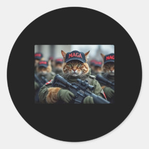 Cats For Trump Mega Army American Flag Patriotic V Classic Round Sticker