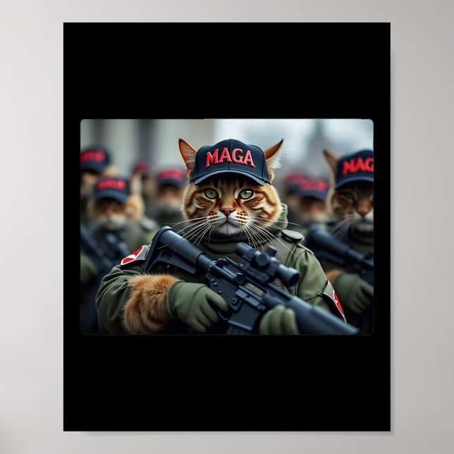 Cats For Trump Mega Army American Flag Patriotic V Poster (Front)