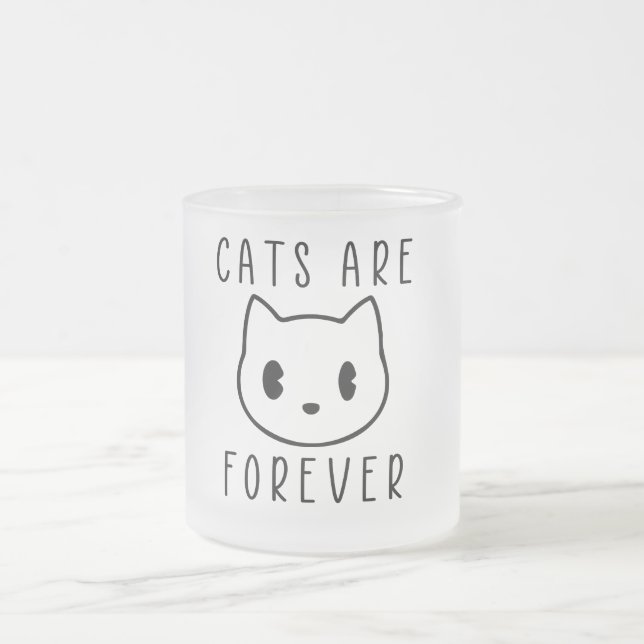cats forever | cat lovers design  frosted glass coffee mug (Center)