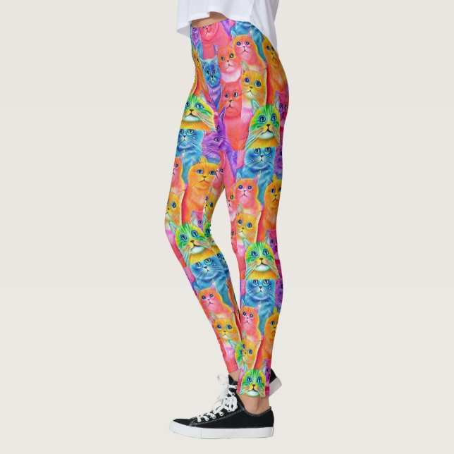 Cats Friends  Colourful Fun Leggings (Left)