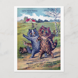 Cats from France - Louis Wain Holiday Postcard