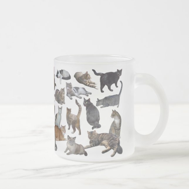 Cats Frosted Glass Coffee Mug (Right)