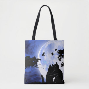 cats full moon tote bag