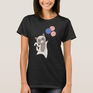 Cats Funny Cat 4th Of July American Flag T-Shirt