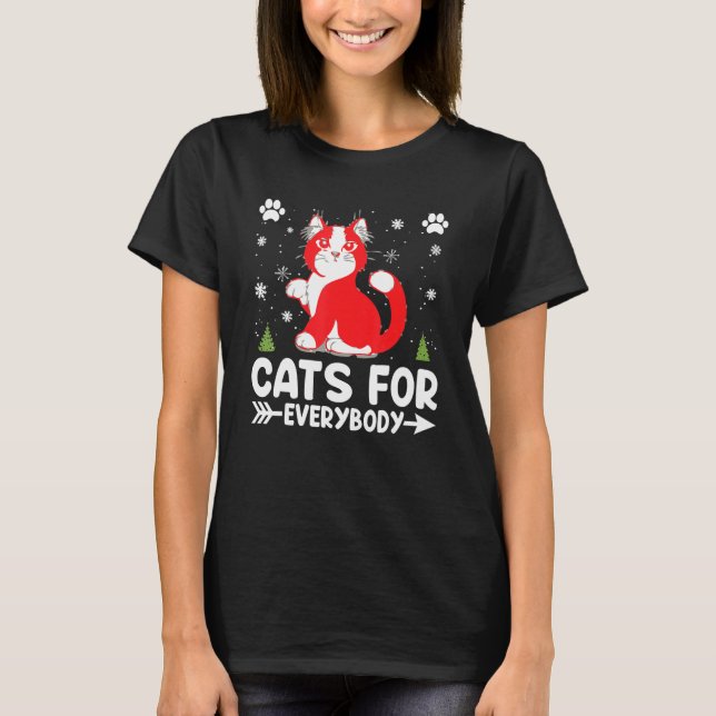 Cats Funny For Every Body Christmas Tree T-Shirt (Front)