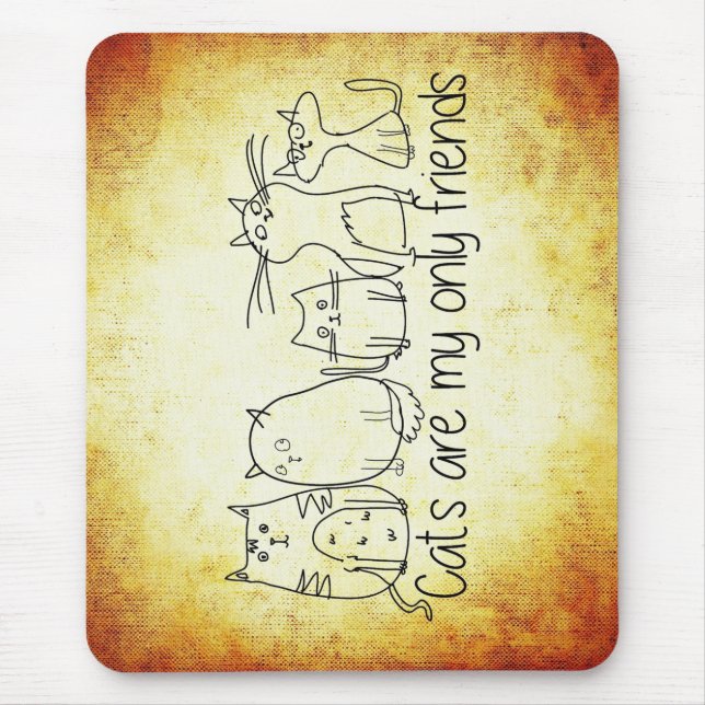 cats funny friends cartoon white brown  mouse mat (Front)