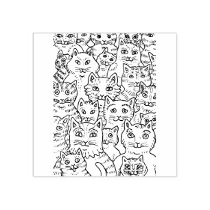 CATS GALORE ARE PURRR MAKERS, FUNNY FELINE KITTENS RUBBER STAMP