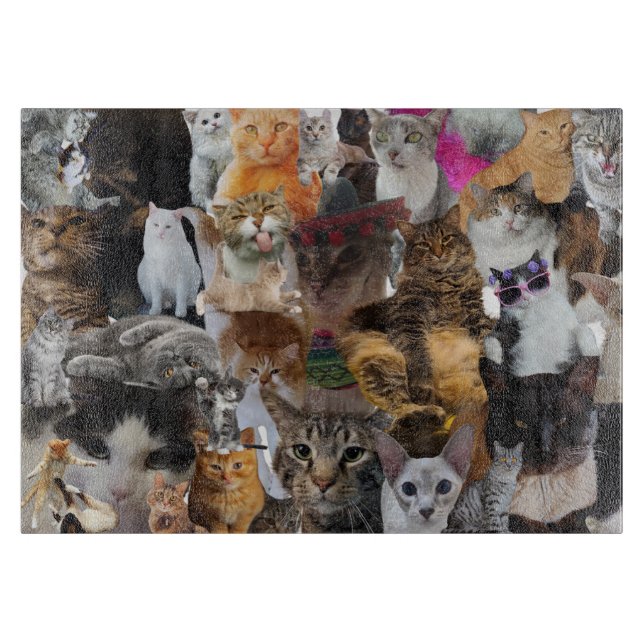Cats Galore, Large Glass Cutting Board (Front)