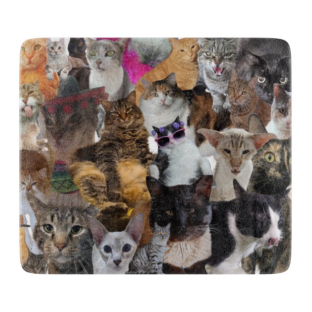 Cats Galore, Small Glass Cutting Board (Front)