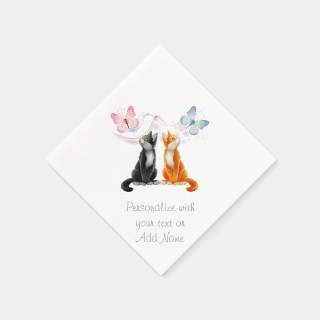 Cats Gender Reveal Baby Shower Party Napkins (Corner)