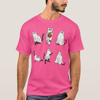 Cats Ghosts Pattern Halloween Funny Cat Costume  T-Shirt