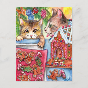 Cats & Gingerbread Cookies Postcard
