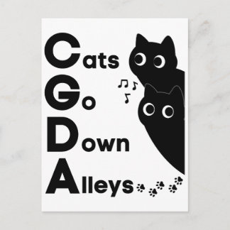 Cats Go Down Alleys CGDA Music Theory Postcard